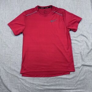 Nike Dri-Fit Running Miler‎ Shirt Mens Medium Red Short Sleeve Athletic Tee